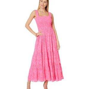 Lilly Pulitzer Hadly Smocked Maxi Dress In Roxie Pink Pockets Large MSRP $248